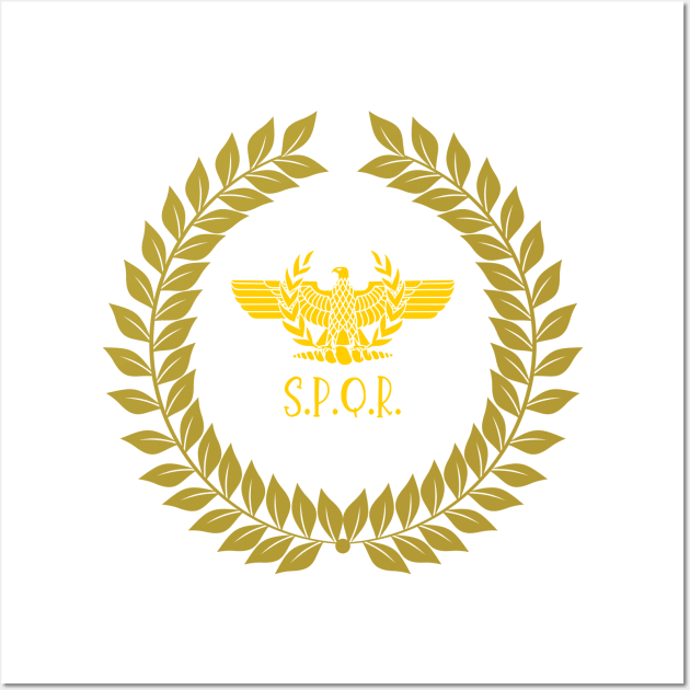 In this picture we see a laurel wreath inside which is a golden eagle, the symbol of the Roman Empire. Wall Art by Atom139
